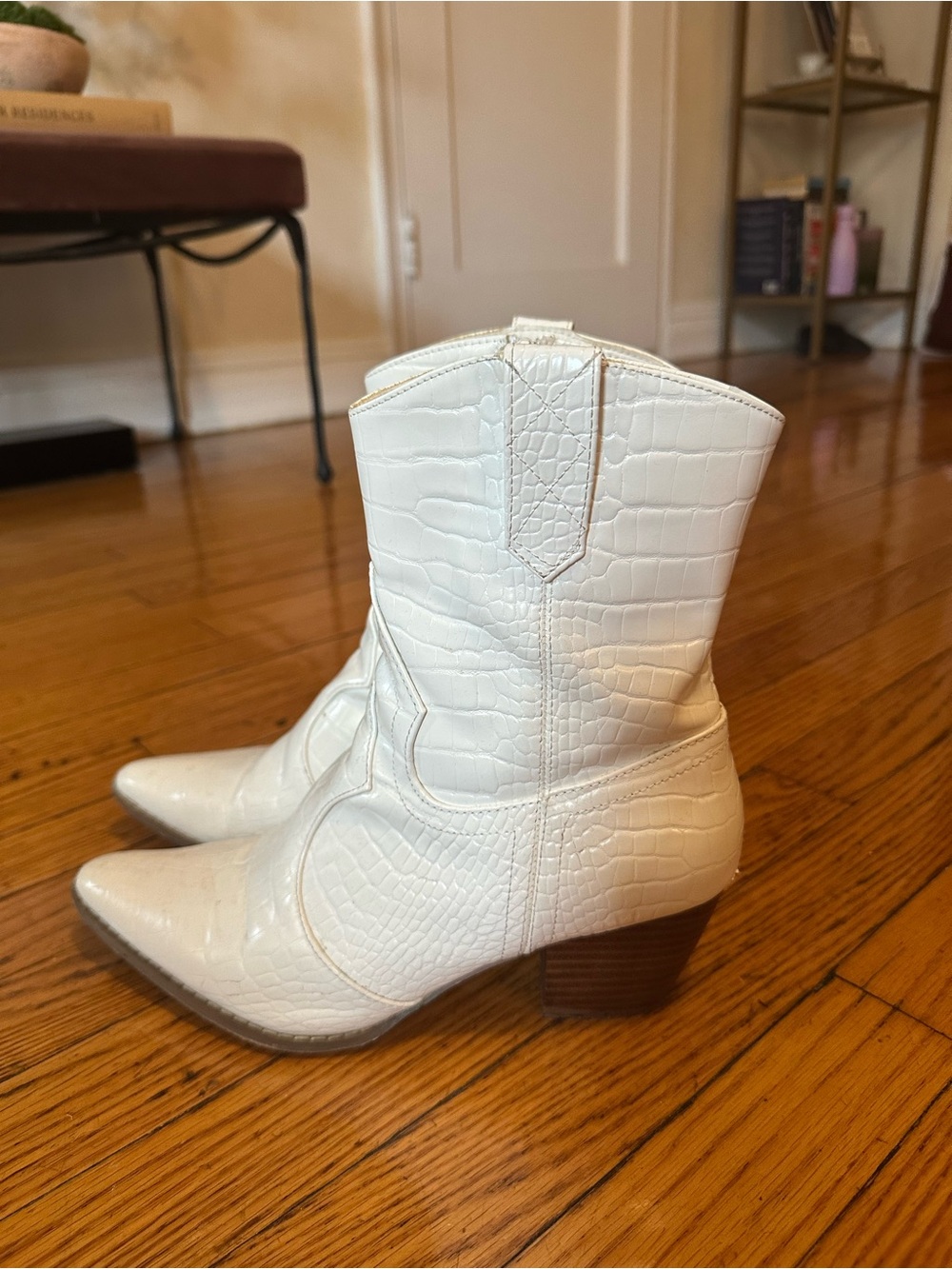 Coconuts by Matisse White Croc-Embossed Western Ankle Boots